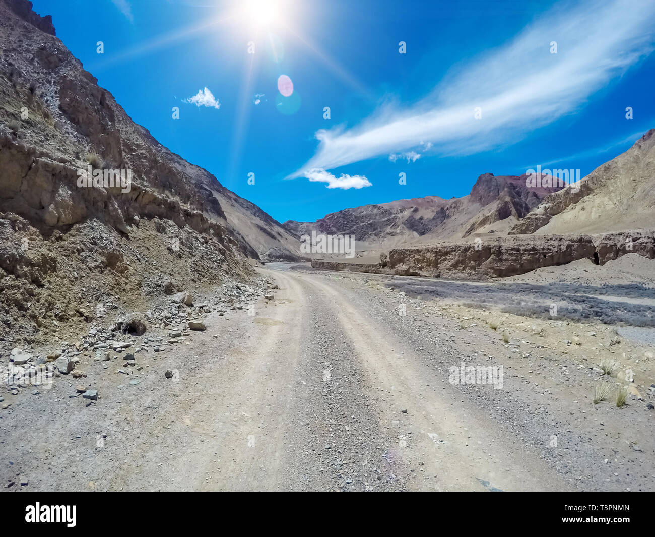 China Qinghai Qilian Mountain mud and gravel road Stock Photo