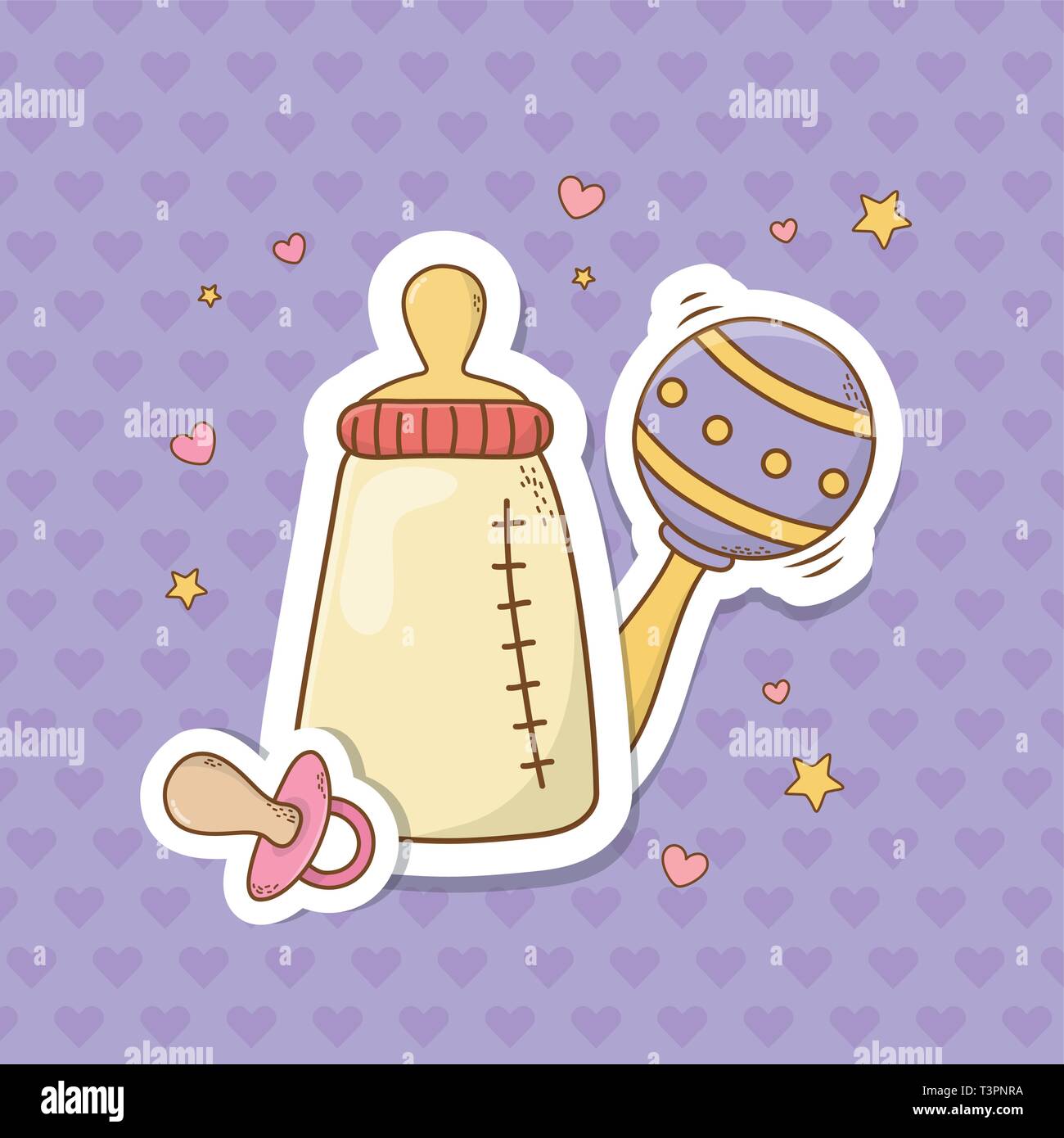 baby shower card with milk bottle vector illustration design Stock ...