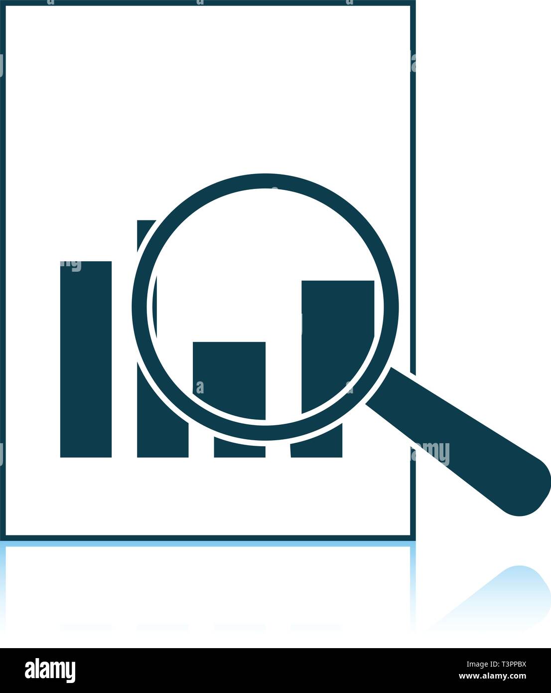Magnificent glass on paper with chart icon. Shadow reflection design ...