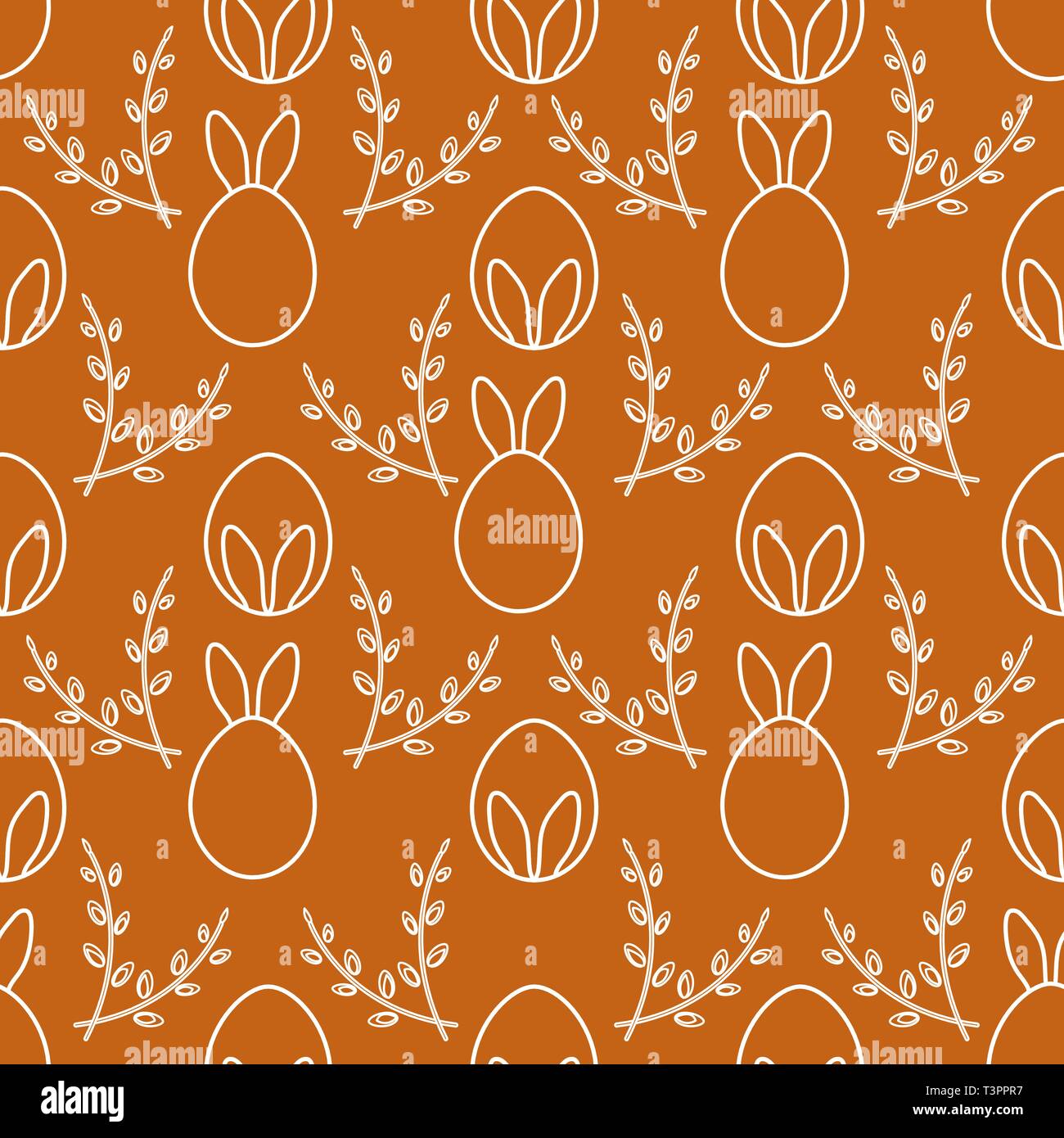 Seamless pattern with Easter Bunny - Seamless Pattern With Easter Bunny Ears Eggs Willow Branches Happy Easter Festive Background Design For Banner Poster Or Print T3PPR7 