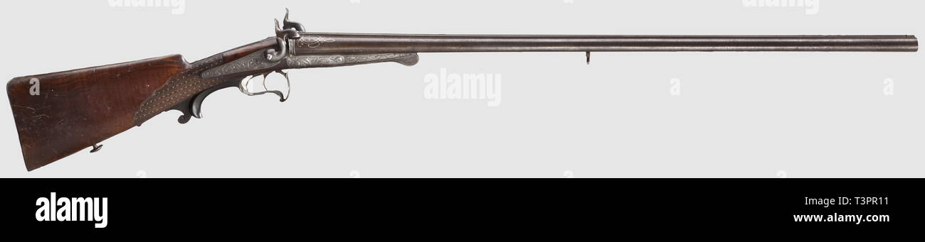 Civil long arms, pinfire, Lefaucheux double-barrelled shotgun, Rach in Biberach, circa 1860, Additional-Rights-Clearance-Info-Not-Available Stock Photo