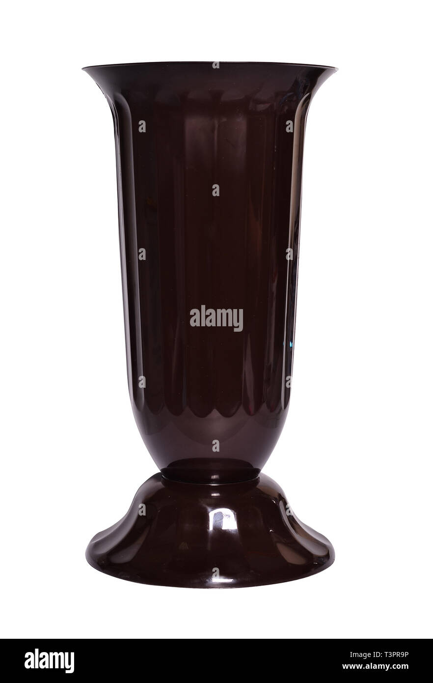 Plastic vase for flower plants. Isolated on white background Stock