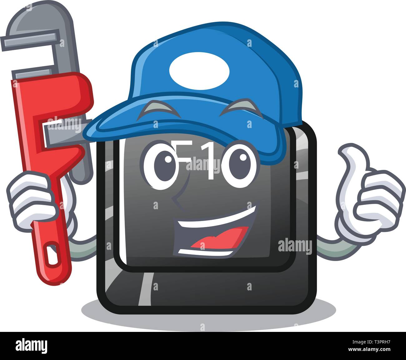 Plumber f12 button installed on cartoon computer Stock Vector