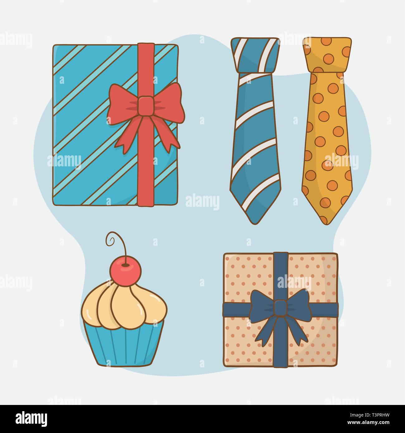 happy fathers day card with set icons vector illustration design Stock ...