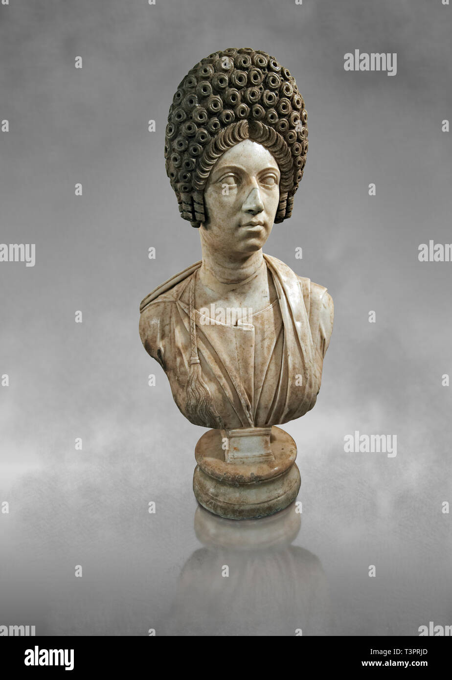 Roman marble sculpture bust of an unkown women, Late Trajan period 110-117 AD , inv 6074, Naples Museum of Archaeology, Italy Stock Photo