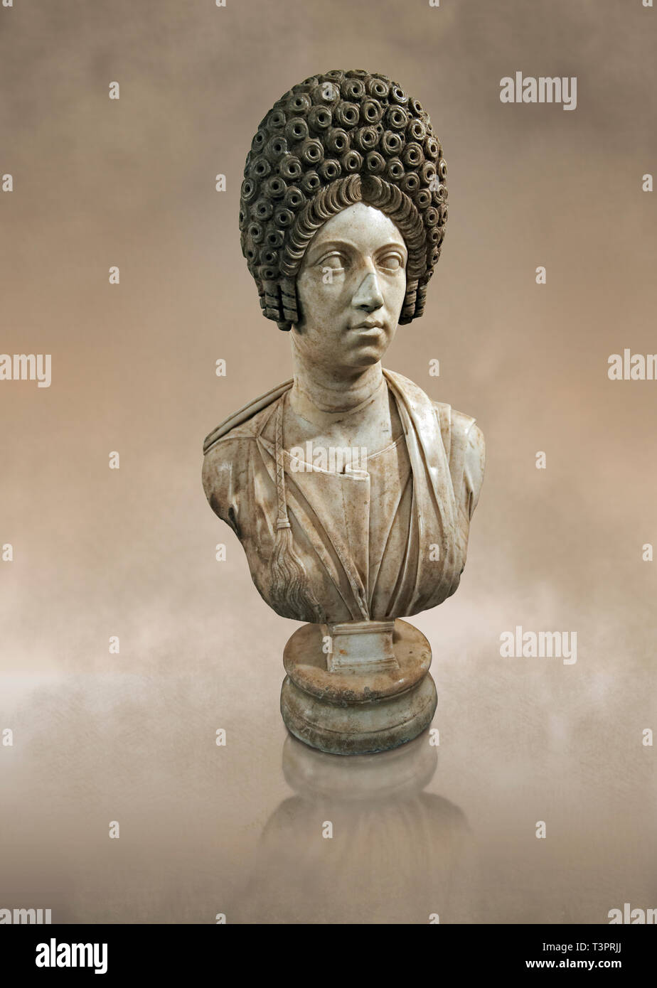 Roman marble sculpture bust of an unkown women, Late Trajan period 110-117 AD , inv 6074, Naples Museum of Archaeology, Italy Stock Photo