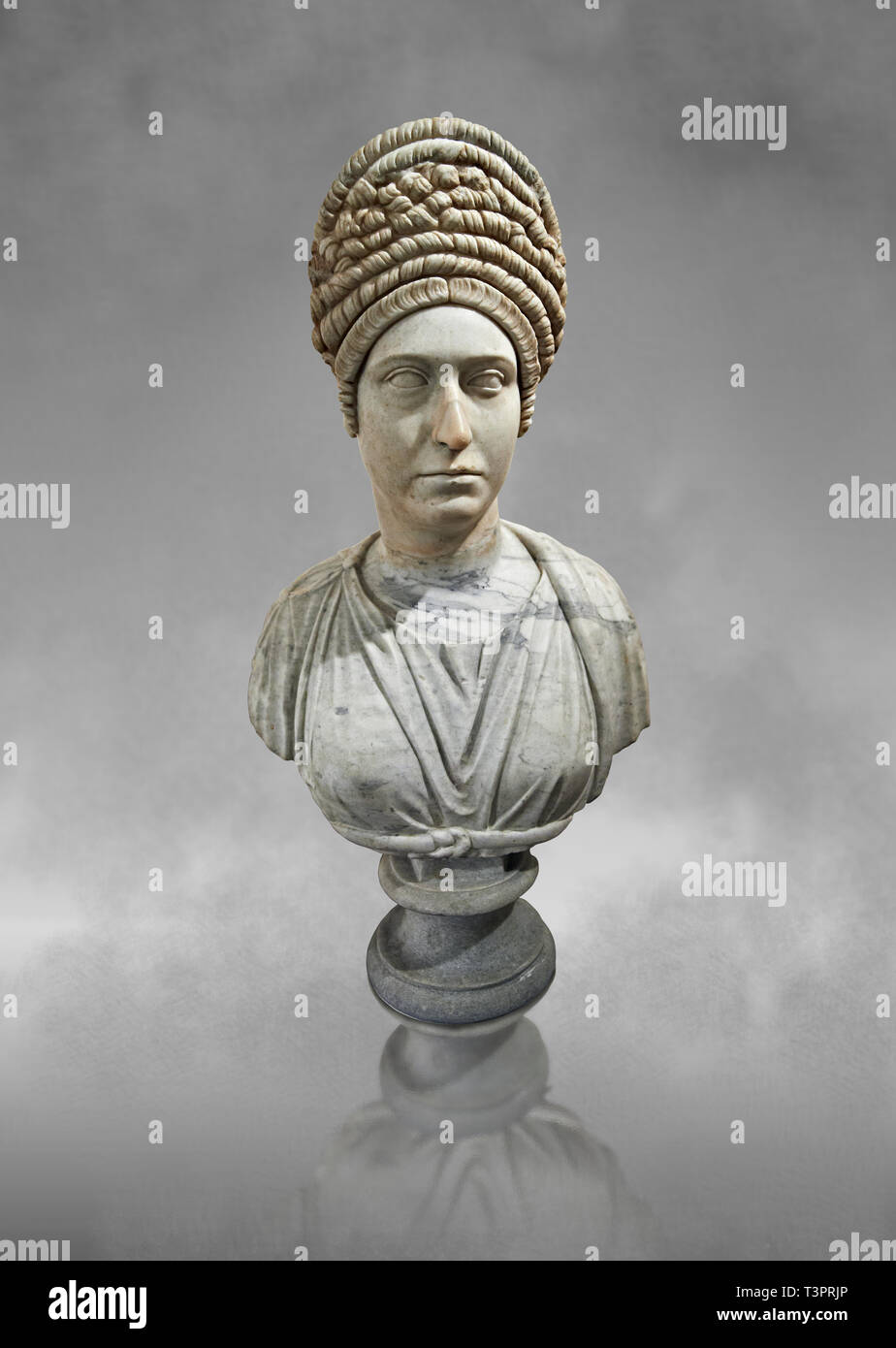 Roman marble sculpture bust of an unkown women, Late Trajan period 98-117 AD , inv 6074, Naples Museum of Archaeology, Italy Stock Photo