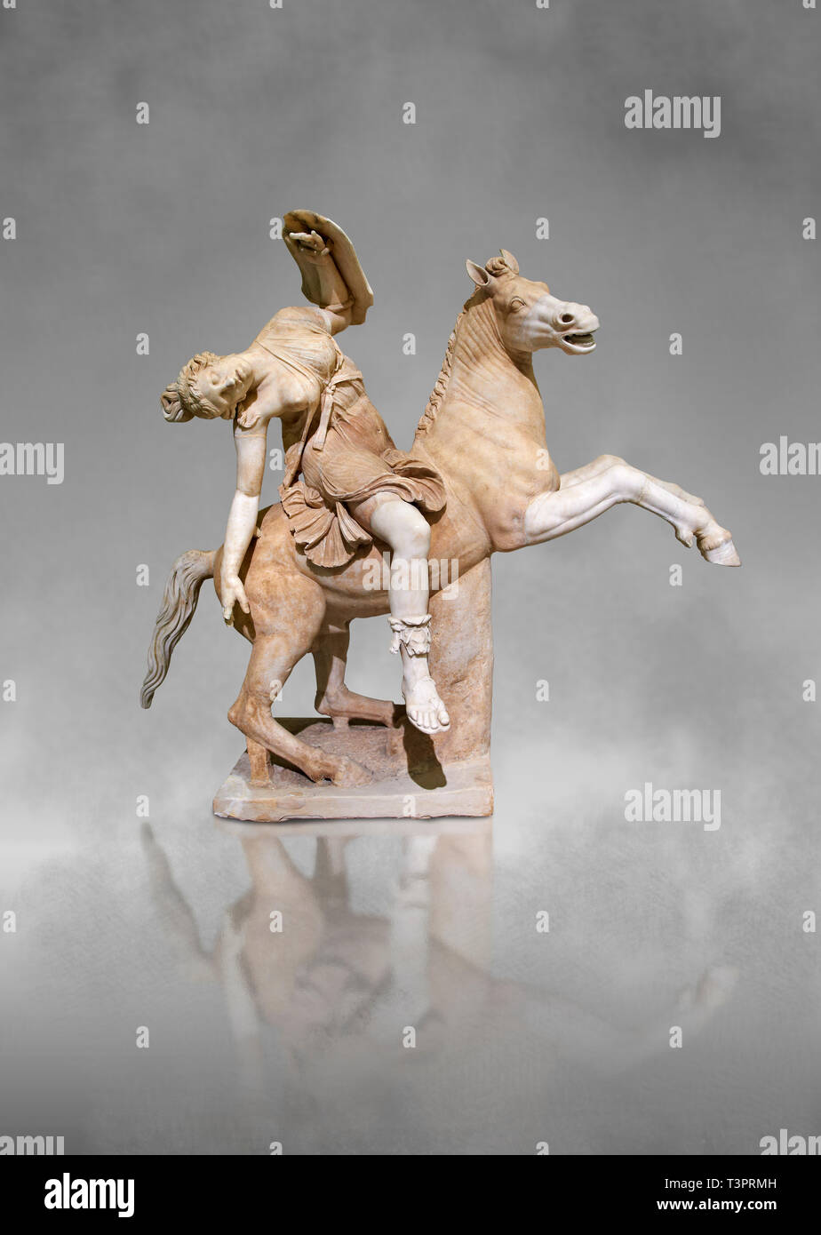 Roman marble sculpture of an Amazon on horseback, a 2nd century AD copy from an original 2nd century BC Hellanistic Greek original, inv 6407, Naples M Stock Photo