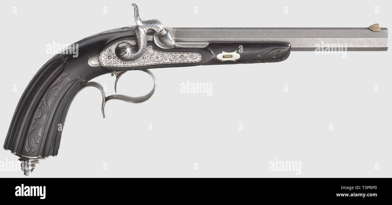 Small arms, pistols, caplock pistol, caliber 14 mm, German (?), circa 1850, Additional-Rights-Clearance-Info-Not-Available Stock Photo