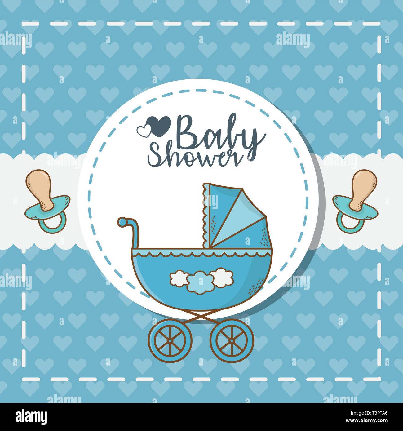 baby shower card with blue cart vector illustration design Stock Vector ...