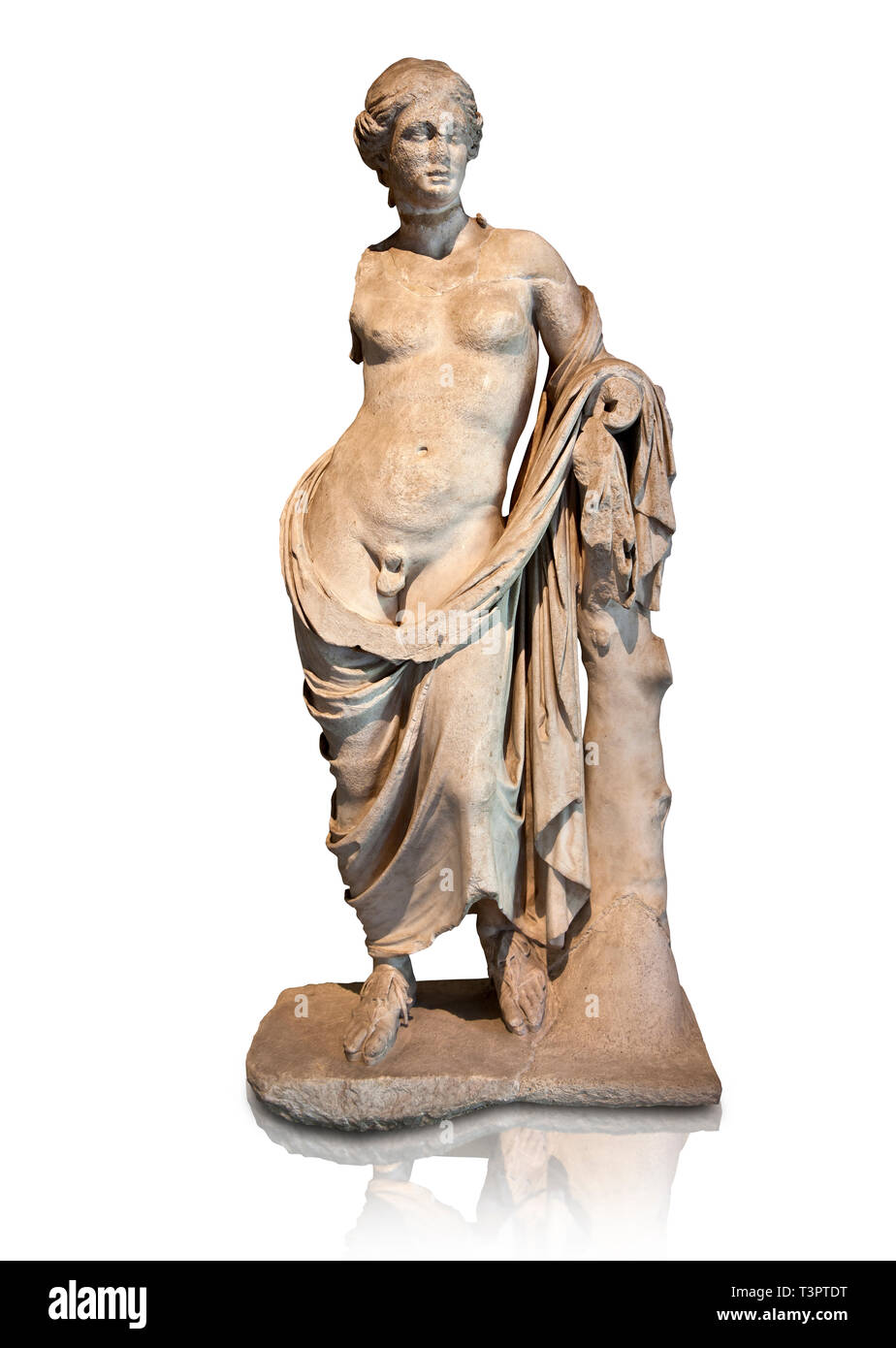 Greek marble Statue of Hermaphroditius ( Hermaphrodites) a mythical being that has both male & female characteristics. From Pergamum (Bergama) Turkey. Stock Photo