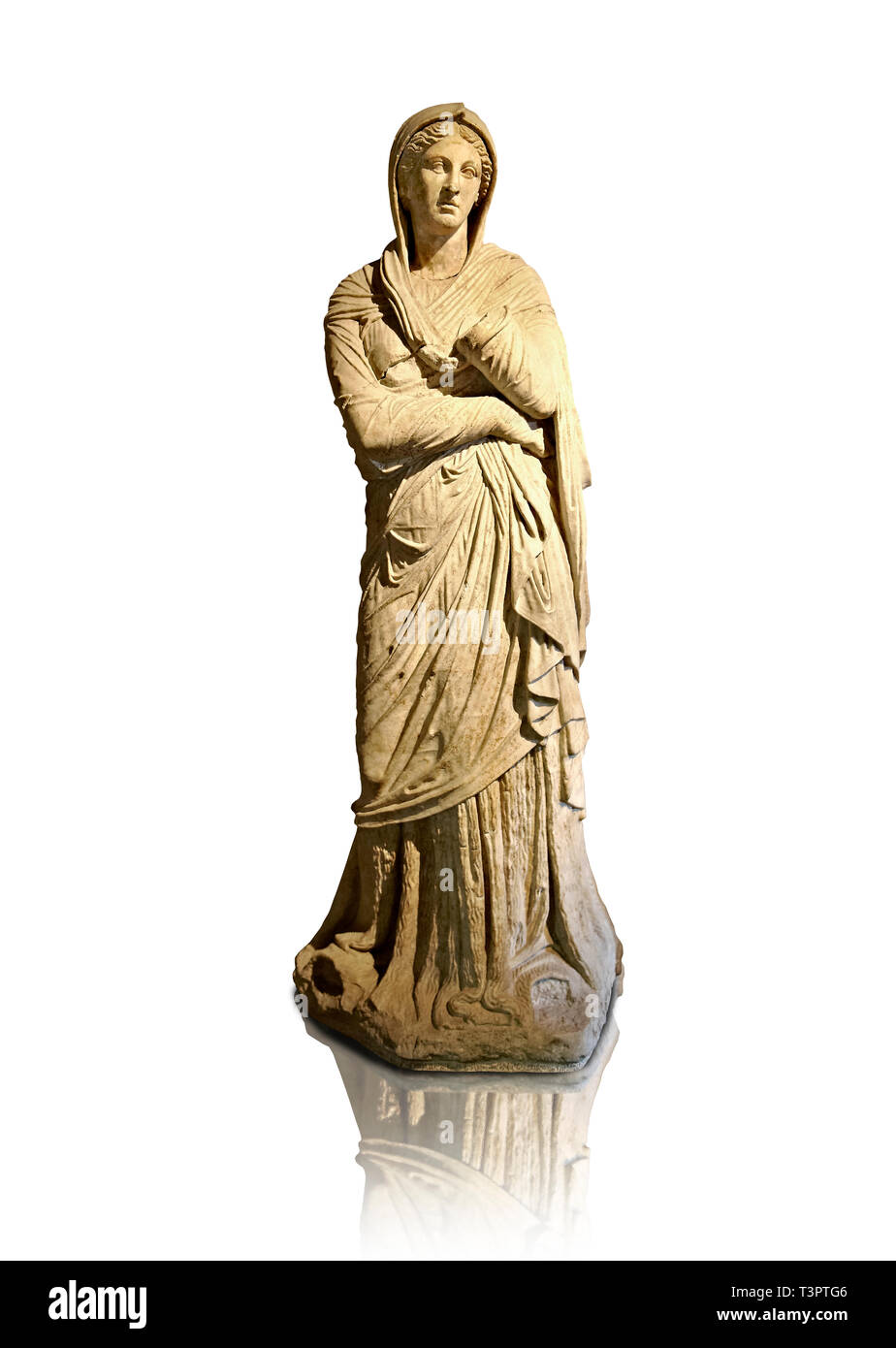 Greek Late Hellenistic marble statue of Baeria, from Magnesia AD Maeandrum ( Menderes Manisasi ), temple of Athens, Turkey. Mid 1st cent. B.C .  Istan Stock Photo