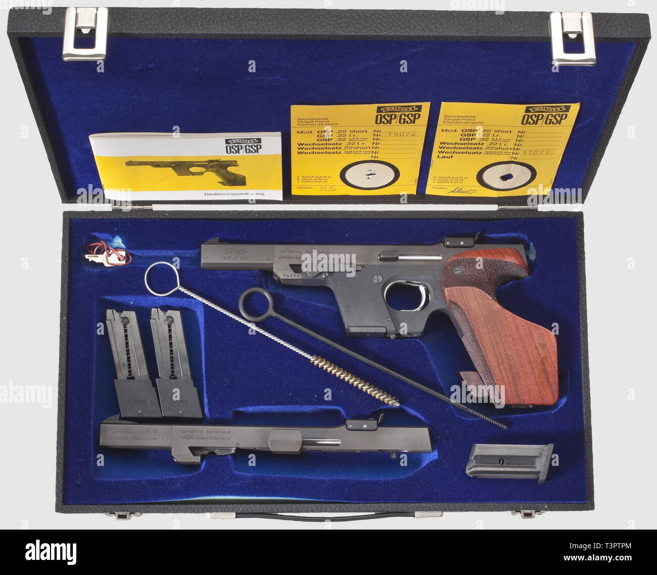 Shooting sports, pistols, Germany, Walther GSP, caliber .22 lfB and .32 SW Long, with box and change kit, Additional-Rights-Clearance-Info-Not-Available Stock Photo
