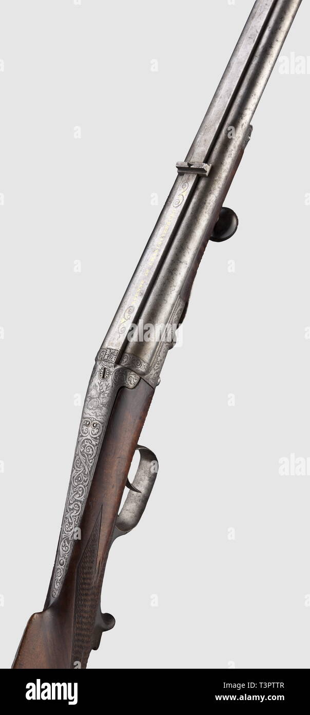 LONG ARMS, MODERN HUNTING WEAPONS, double rifle Roenne, Charlottenburg, circa 1880, Additional-Rights-Clearance-Info-Not-Available Stock Photo