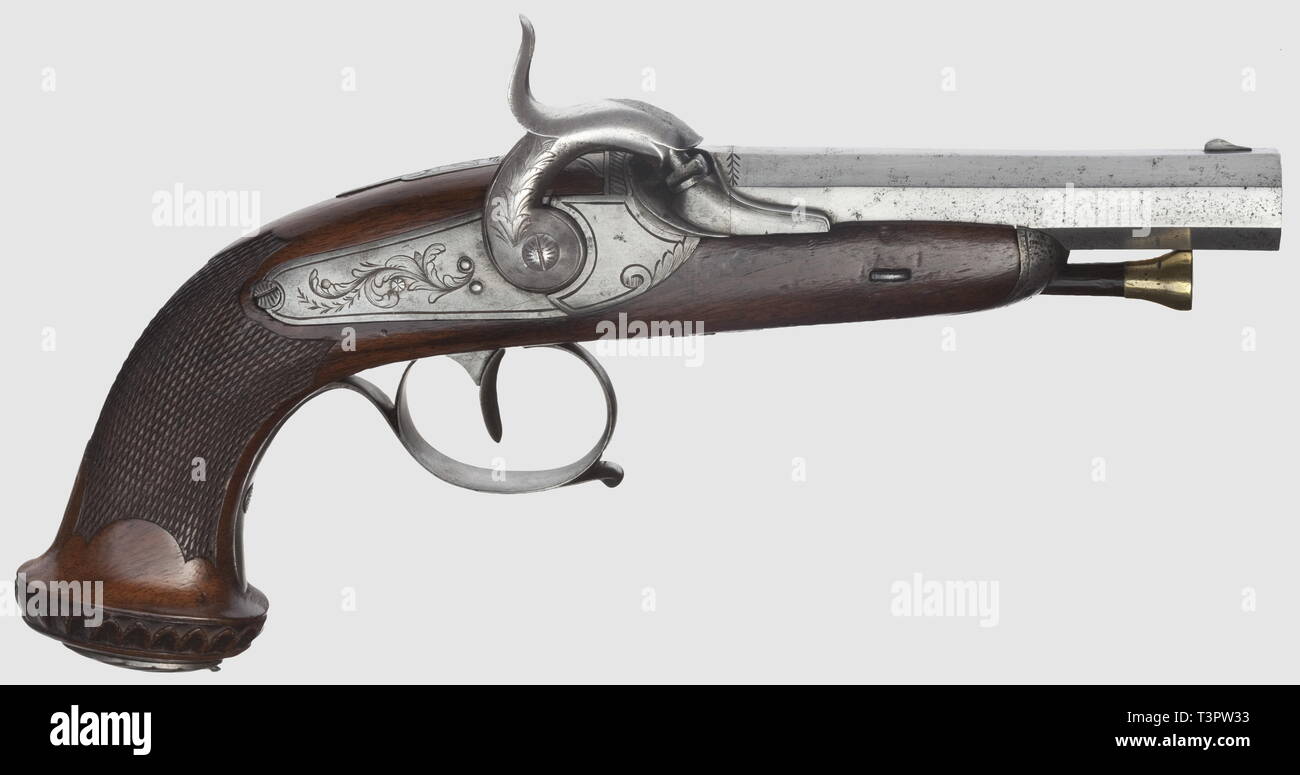 Small arms, pistols, caplock pistol, caliber 13 mm, Liege, Belgium, circa 1830, Additional-Rights-Clearance-Info-Not-Available Stock Photo