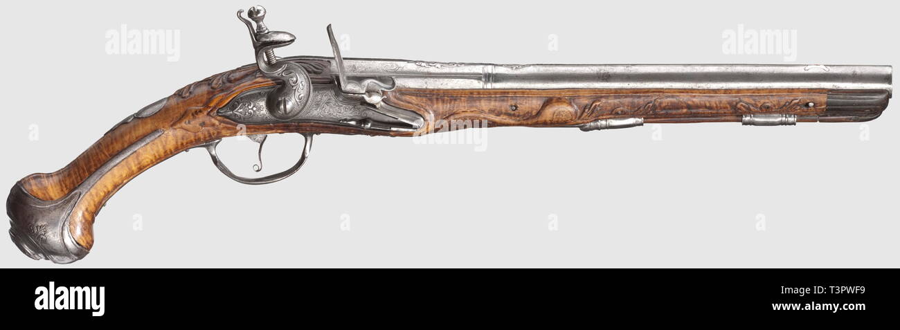 Small arms, pistols, flintlock pistol, caliber 15 mm, Italy (?), circa 1720, Additional-Rights-Clearance-Info-Not-Available Stock Photo