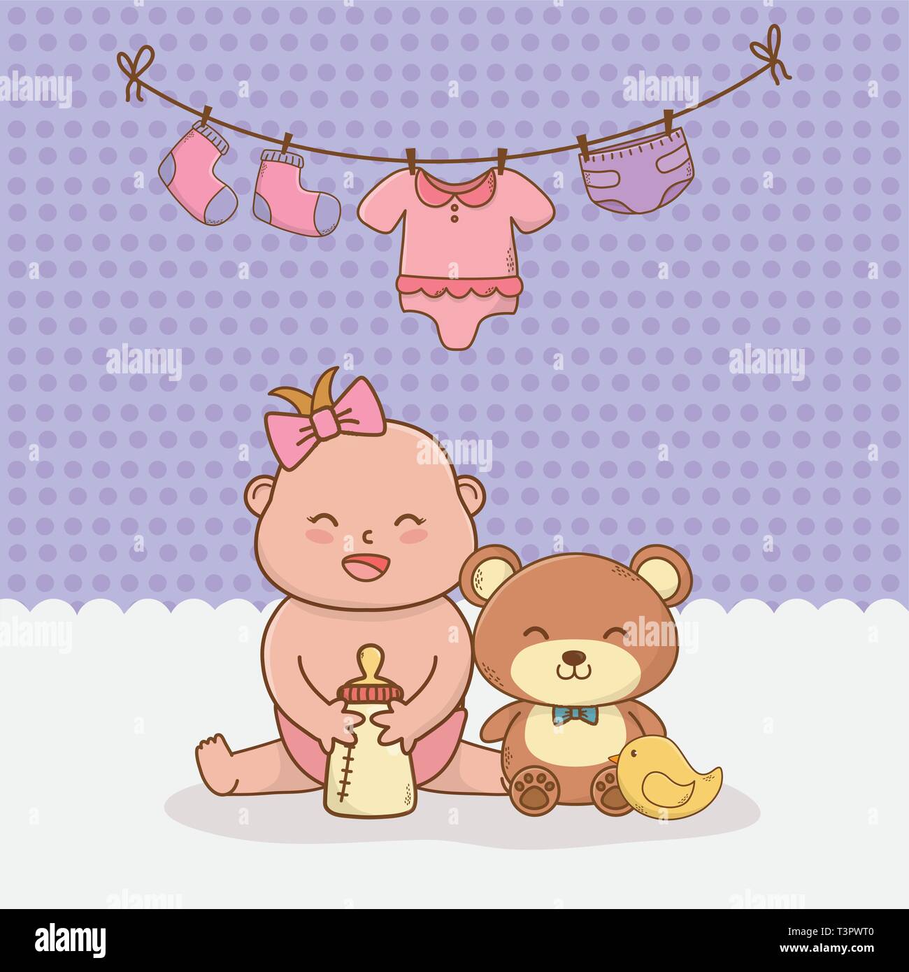 baby shower card with little girl baby vector illustration design Stock ...