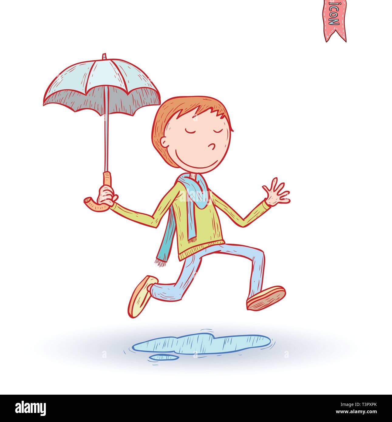 dressed for weather rain, vector illustration. Stock Vector
