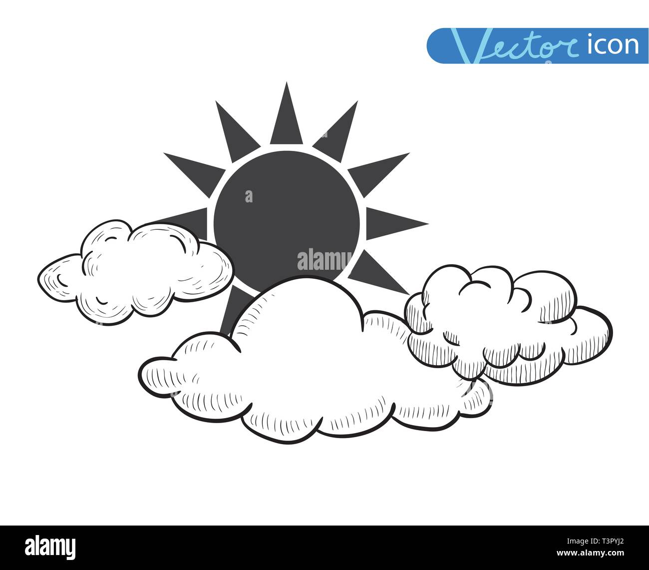 Set of sun icons isolated on white background. Vector illustration ...