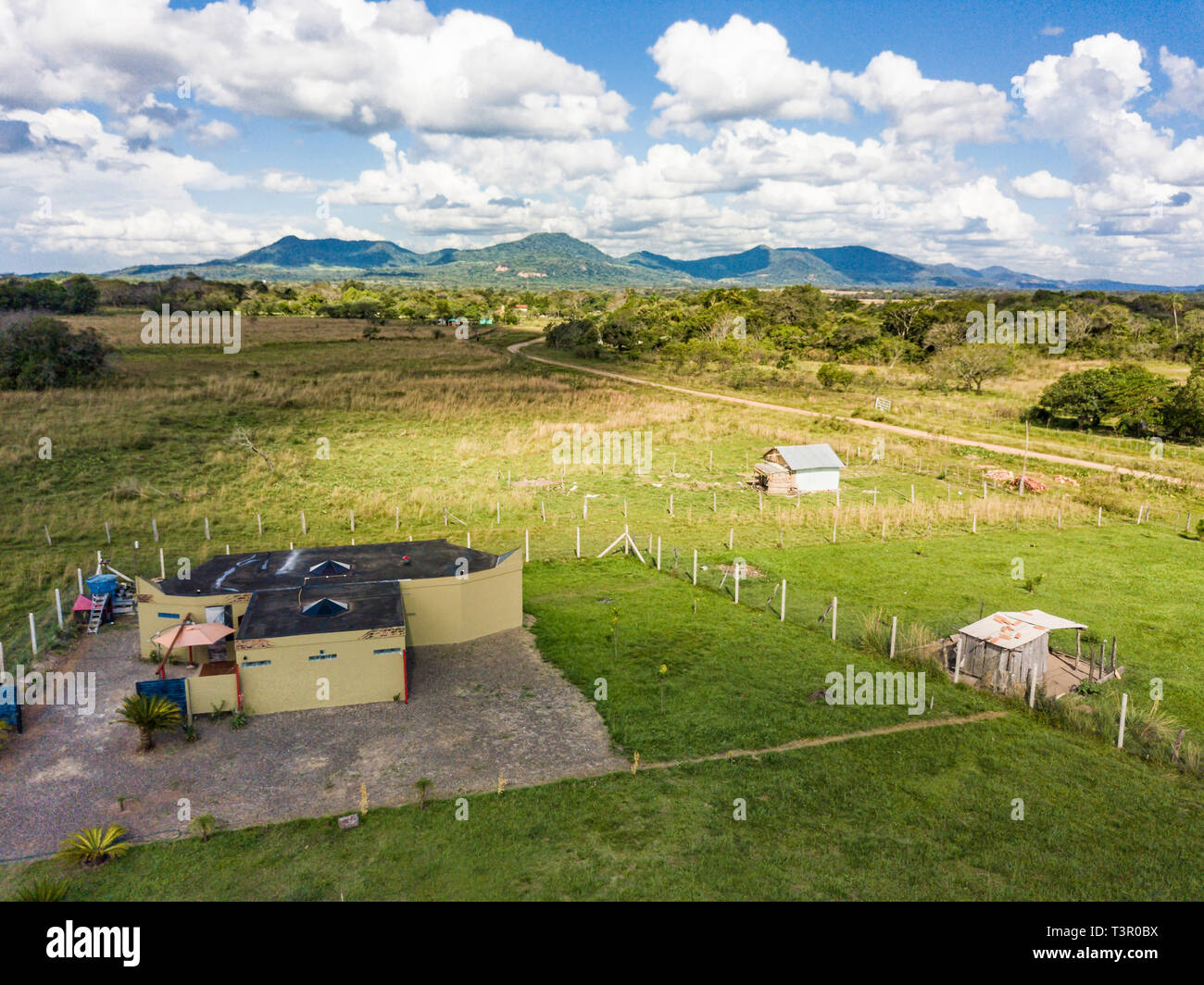 Aerial view in Paraguay overlooking the Ybytyruzu Mountains. Stock Photo