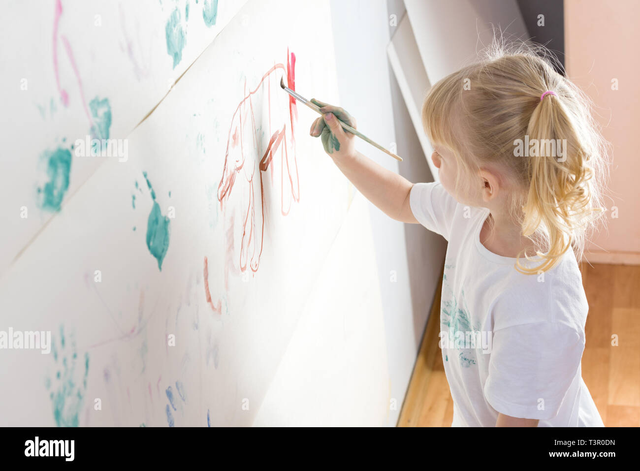 messy kid painting Stock Photo Alamy