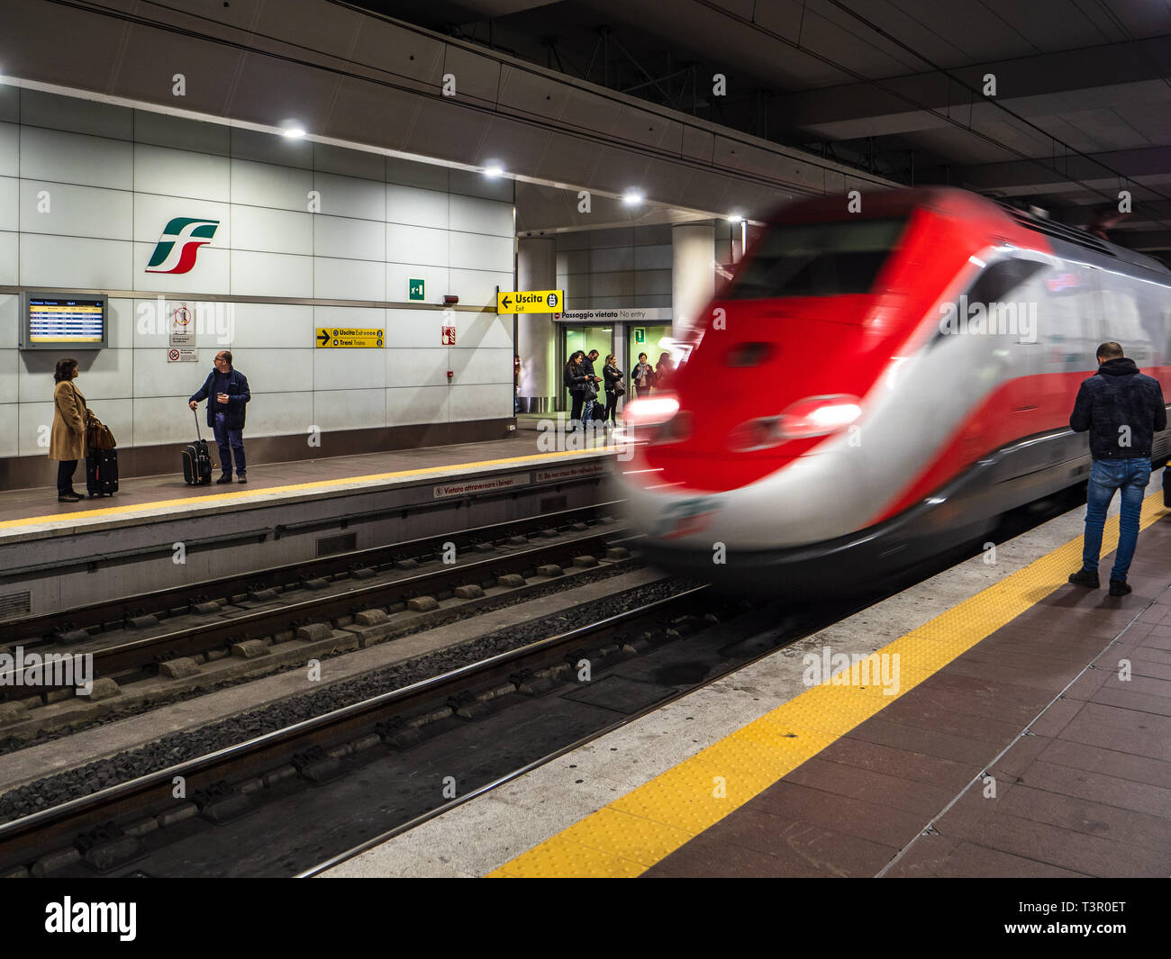 Bologna Centrale Train Station - the new underground development for high speed trains - Bologna Centrale (AV) lower level. Stock Photo
