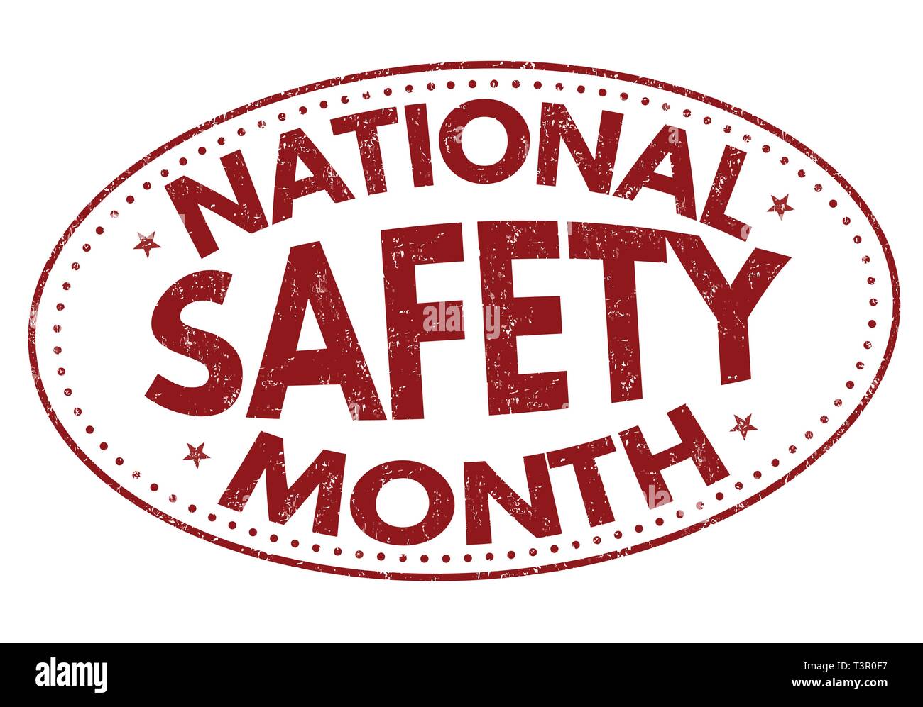 National safety month sign or stamp on white background, vector