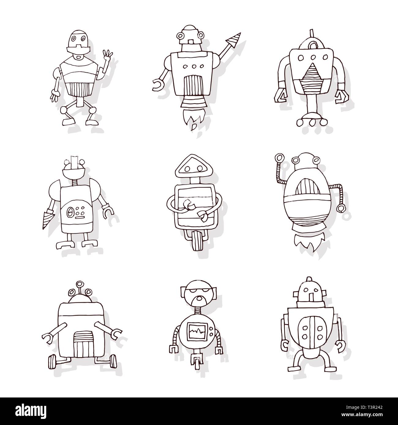 line drawing cartoon of a robot Stock Vector Image & Art - Alamy