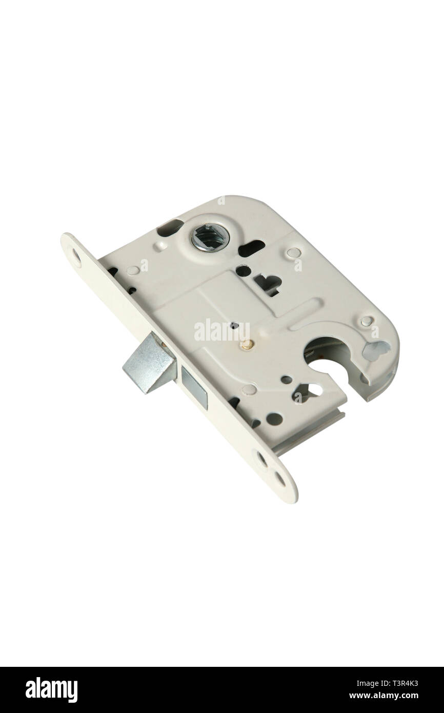 Stainless door lock with keys isolated on a white background Stock ...
