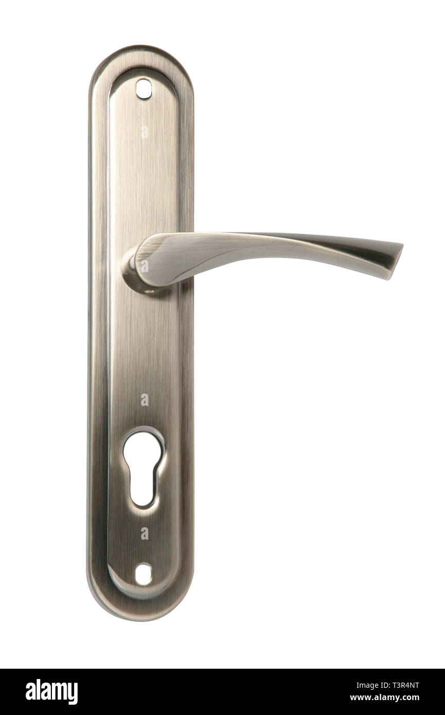 Metal door handle isolated on white background Stock Photo - Alamy