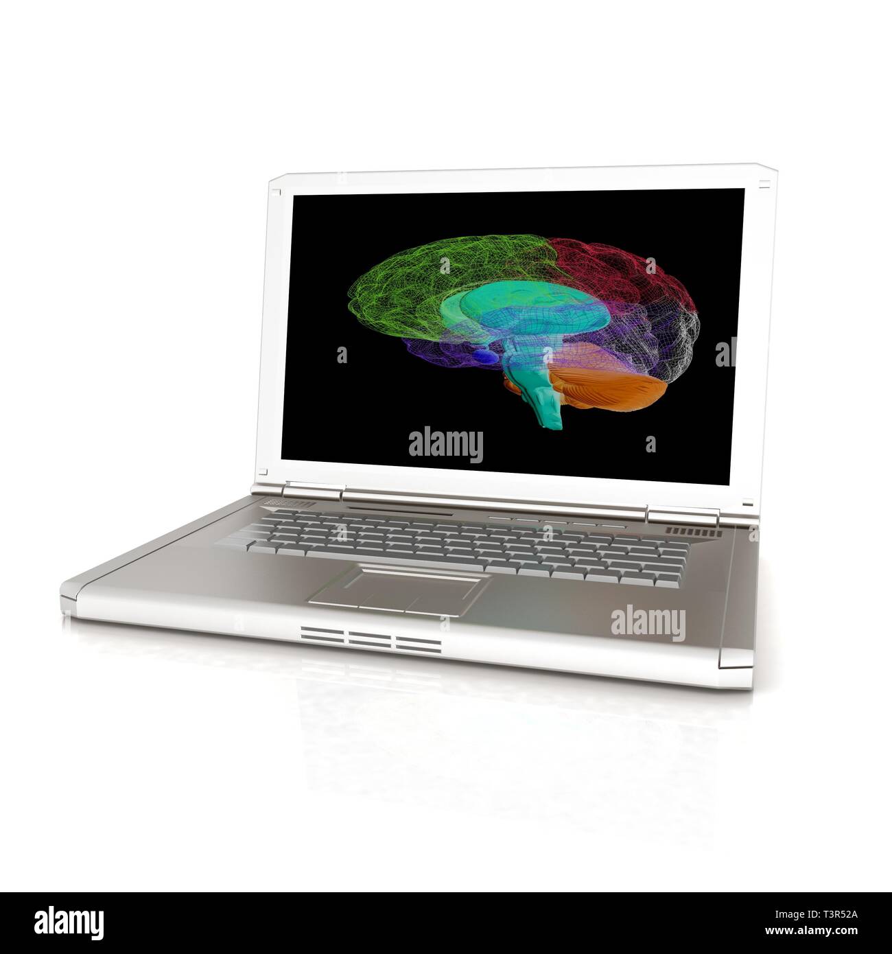 creative three-dimensional model of human brain scan on a digital ...