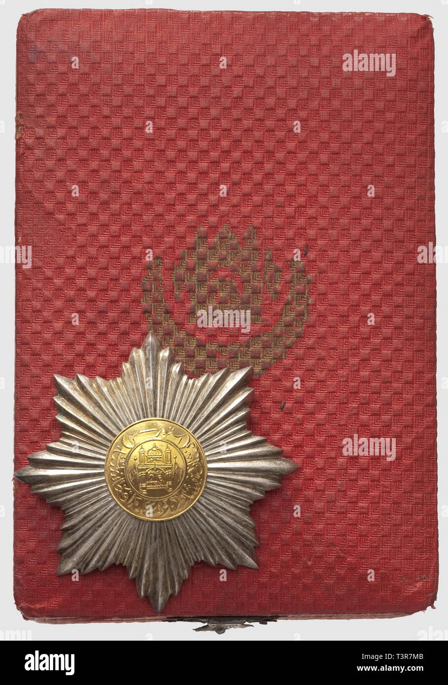 Afghanistan - Ordre de l'Etoile, 1er type 1919-1923, plaque de 4ème classe, fabr. afghane, dans son coffret, bien marqué, Additional-Rights-Clearance-Info-Not-Available Stock Photo