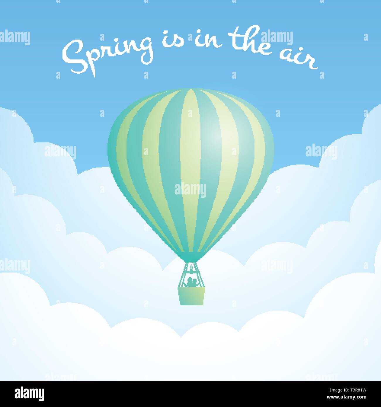 Onweersbui Sympathiek Zichtbaar Hot air balloon cloud scape vector illustration. White clouds on spring blue sky with big motivational quote, green stripe hot air balloon for sky vacation adventure design. Clipping mask applied Stock Vector Onweersbui Sympathiek Zichtbaar Hot air balloon cloud scape vector illustration. White clouds on spring blue sky with big motivational quote, green stripe hot air balloon for sky vacation adventure design. Clipping mask applied Stock Vector