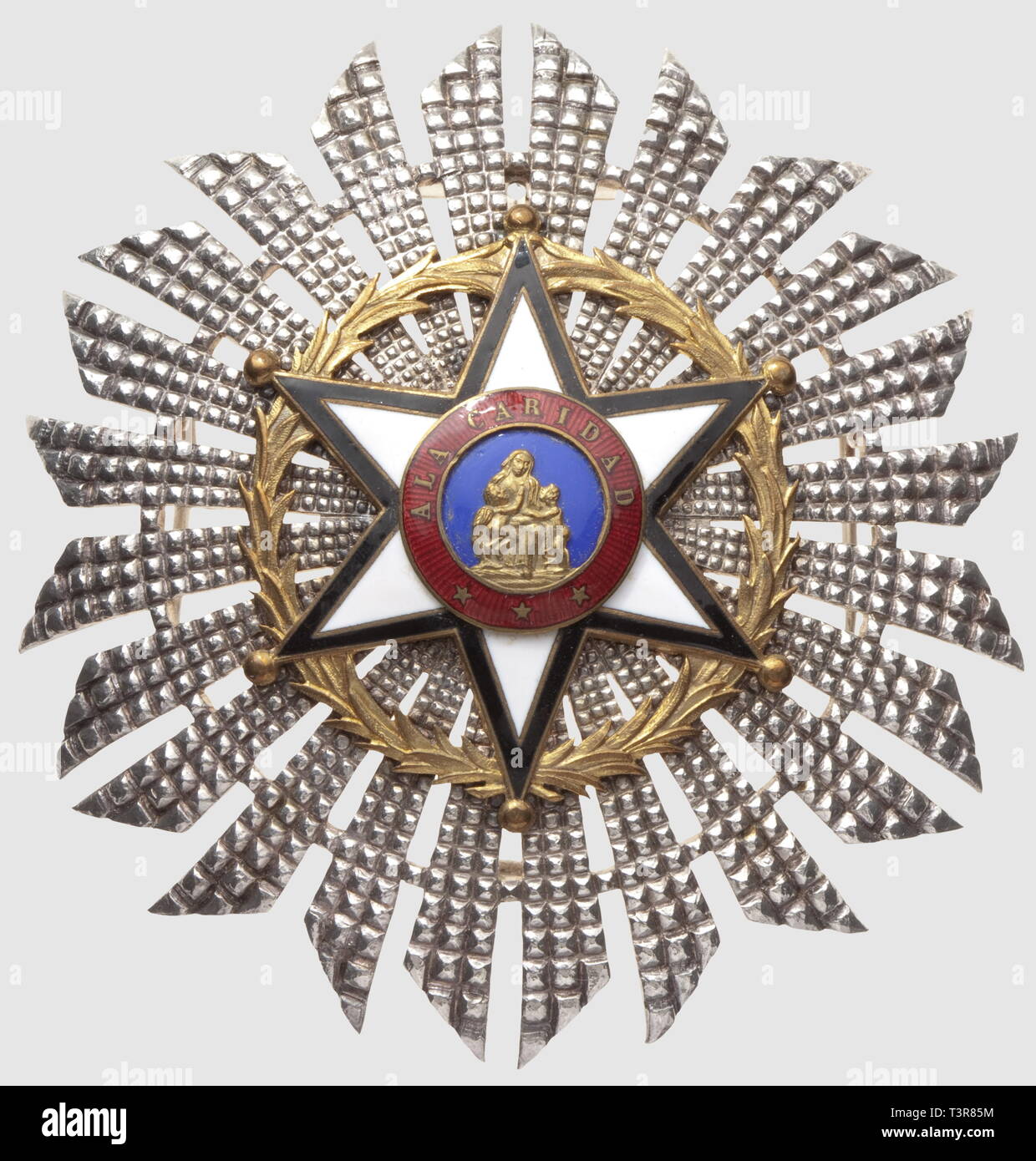 Ordre Civil de la Bienfaisance, 1er type (1856-1868 et 1875-1910), plaque de grand croix, argentée, diamètre 80mm, Additional-Rights-Clearance-Info-Not-Available Stock Photo