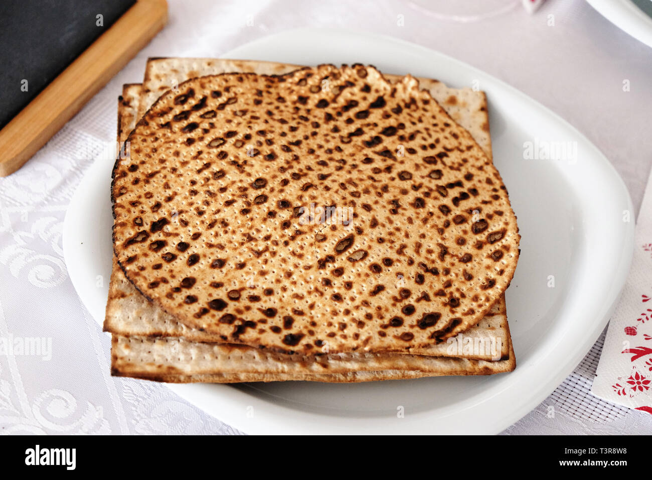 Matzo -  Jewish food of Passover Stock Photo