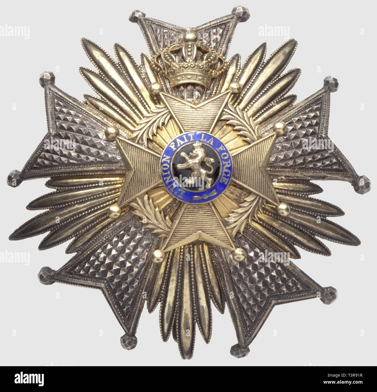 Ordre de Leopold II, créé le 24 ao–t 1900 par le roi Léopold II. 2eme modèle (1908 à 1951). Plaque de grand officier, en argent, diamètre 88mm, Additional-Rights-Clearance-Info-Not-Available Stock Photo