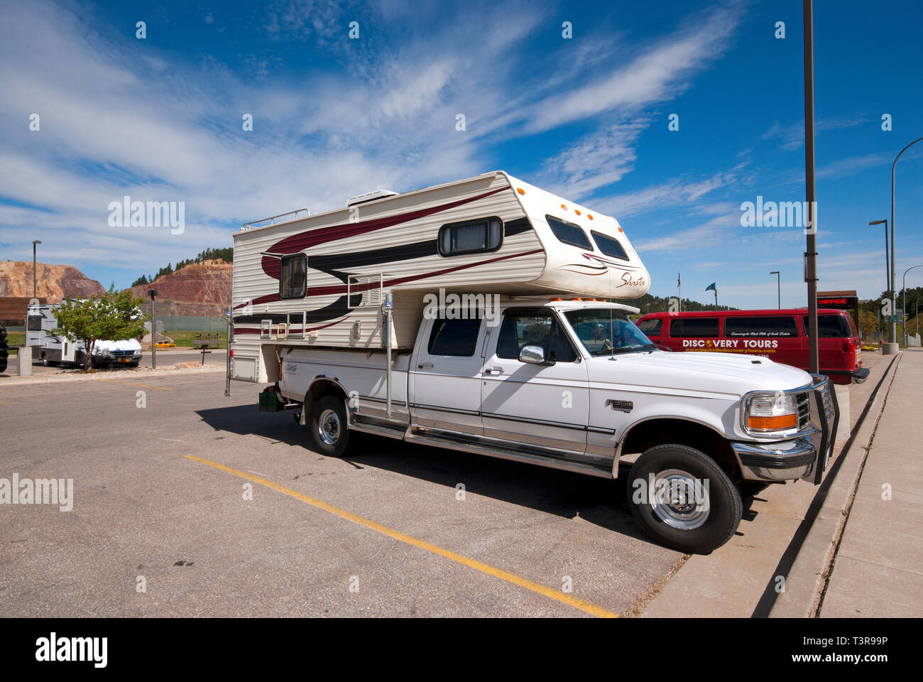 Pickup truck camper in Lead, County Lawrence, South Dakota, USA Stock Photo