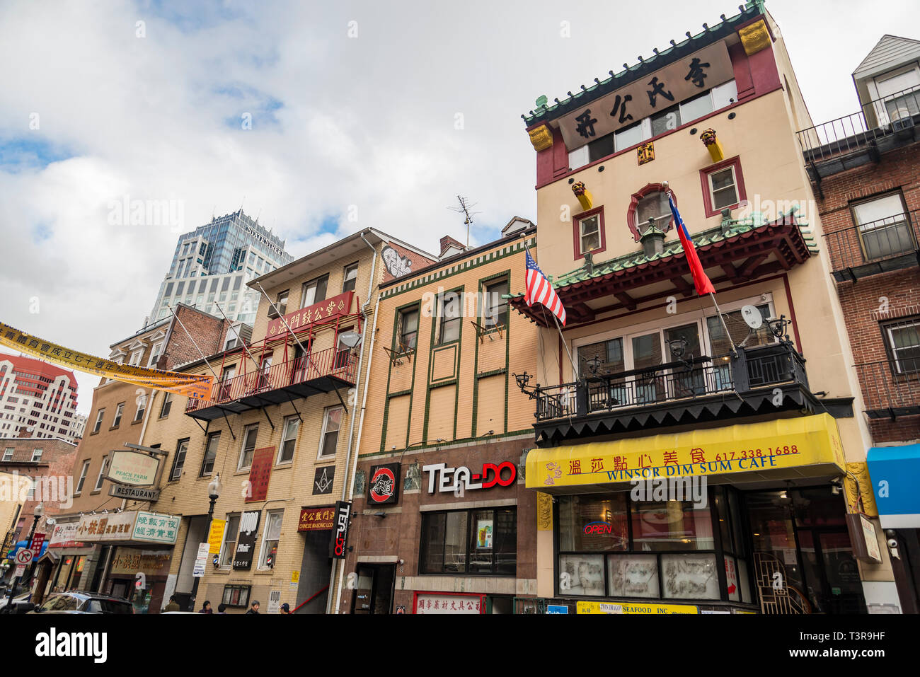 Boston's Chinatown is the only surviving Chinatown district in New England region of United States. Stock Photo