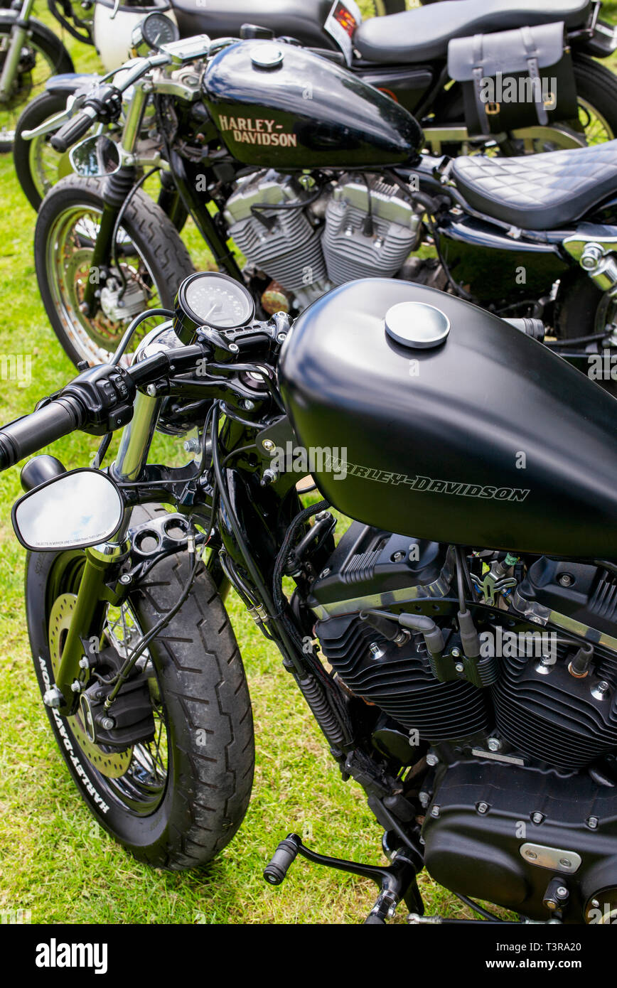 Customized Harley Davidson Sportster motorcycles Stock Photo