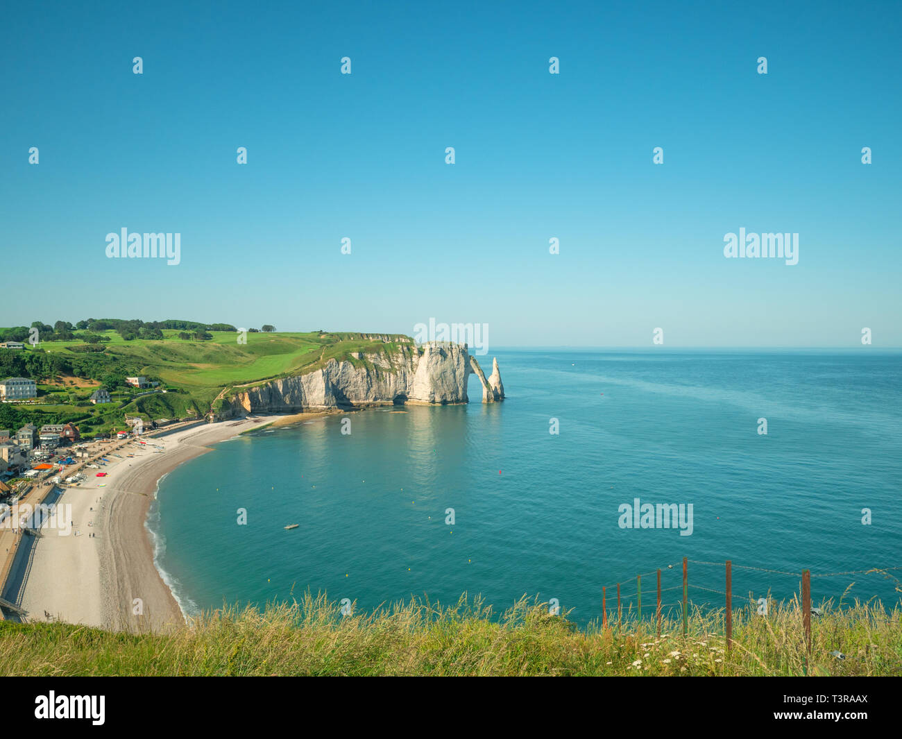 Picturesque landscape of natural cliffs Aval of Etretat and beautiful ...