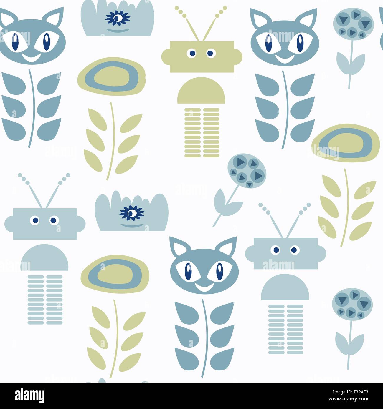 Monsters seamless pattern. it is located in swatch menu, vector image Stock Vector