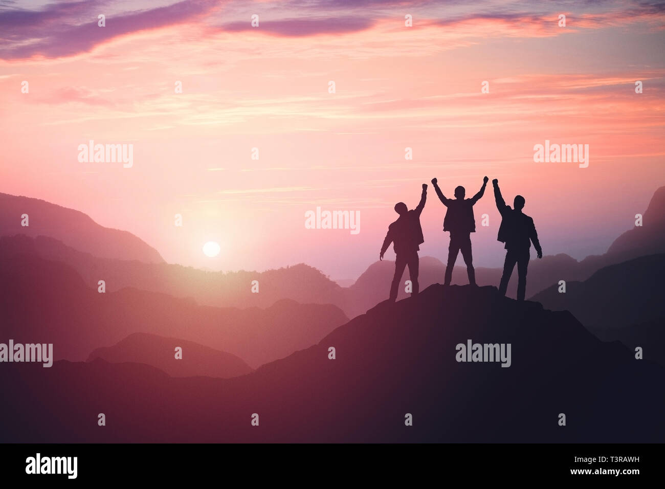 Celebrating at top of mountain hi-res stock photography and images - Alamy