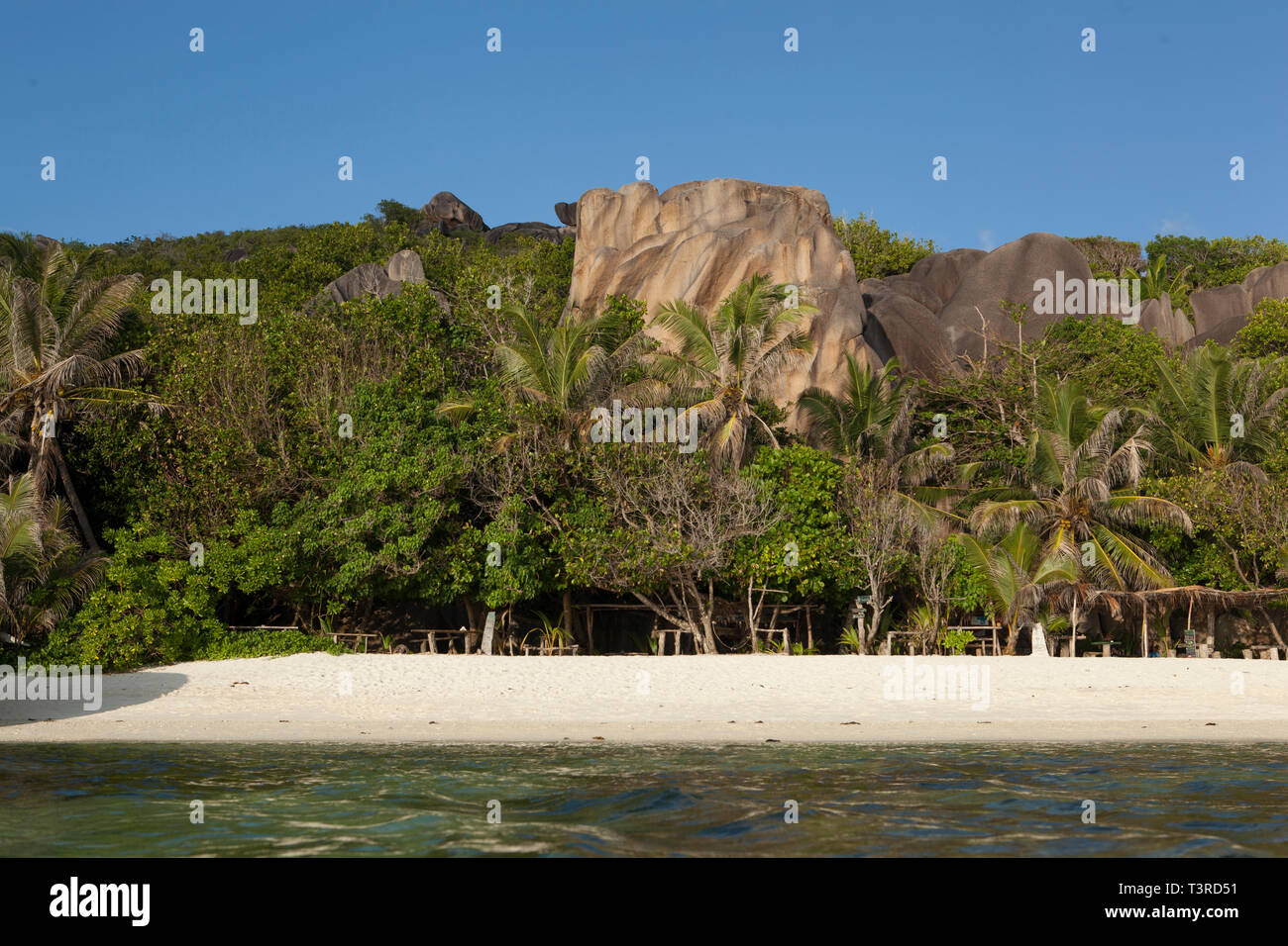 The beach of Anse Source d Argent on La Digue, Seychelles Stock Photo