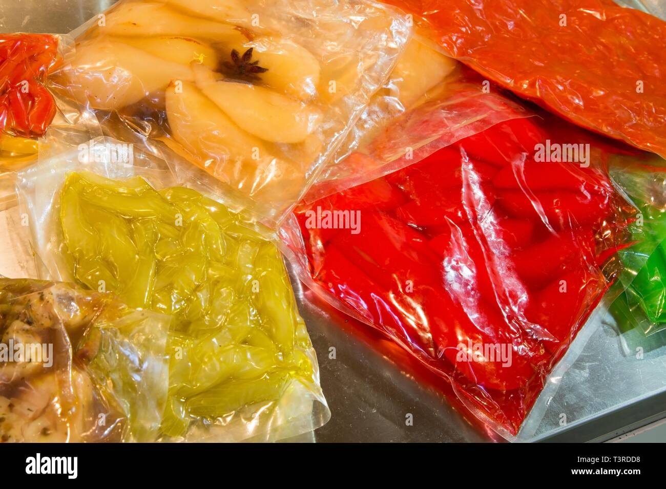 colorful vegetables preserved in vacuum packed bags Stock Photo Alamy