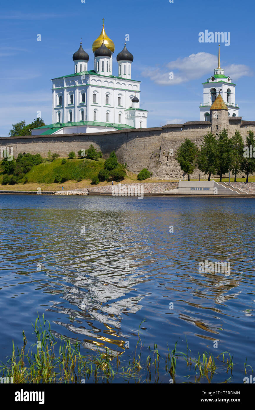 Trinity Cathedral in the Pskov Kremlin on a sunny June afternoon. Russia Stock Photo