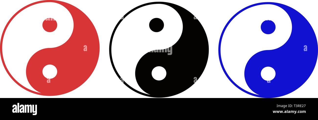 Yin Yang Symbols multicolored set icon vector Stock Vector Image & Art ...
