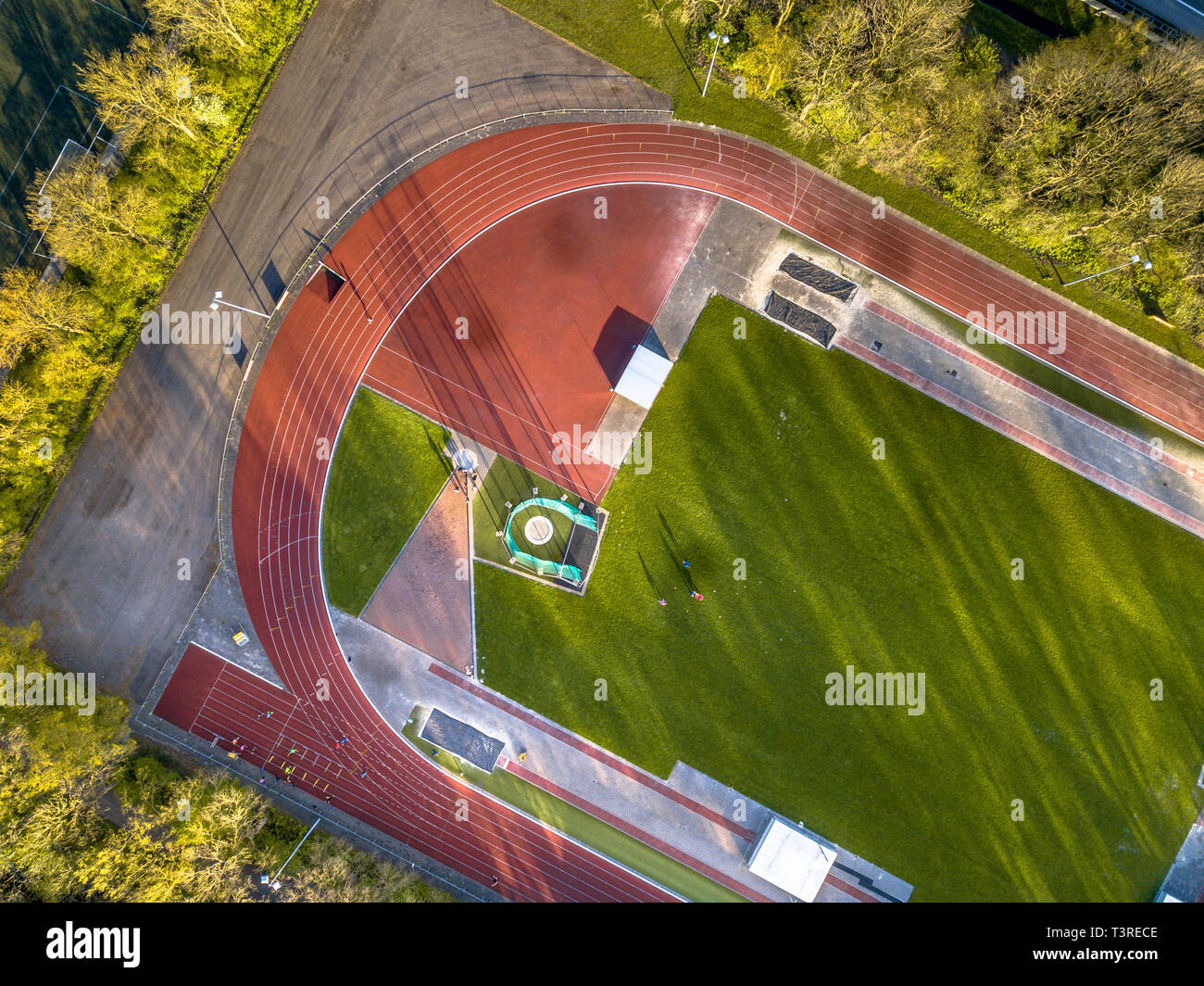 Aerial view athletic field track hires stock photography and images