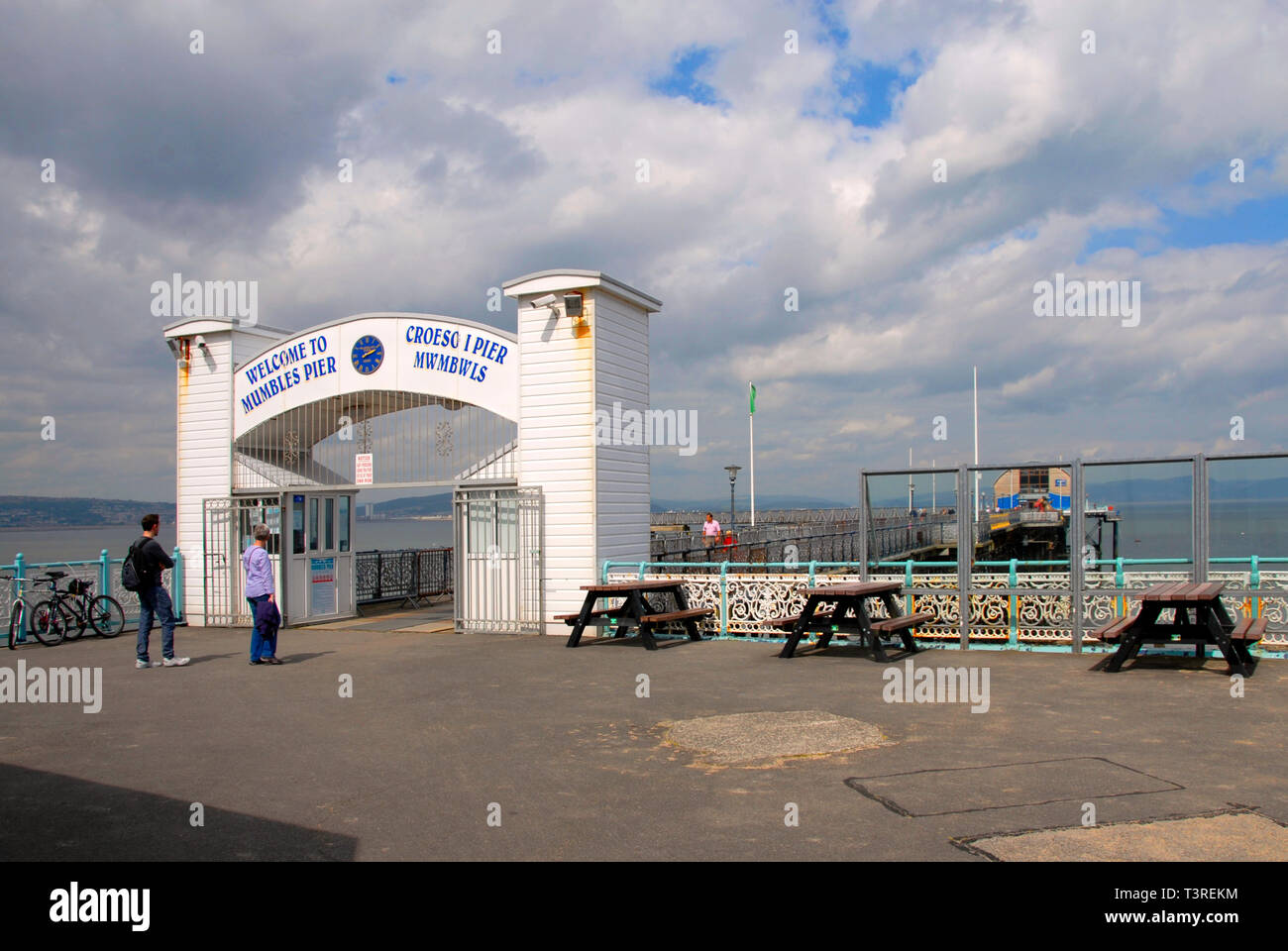 Entrance to Mumbles pier, south Wales Stock Photo