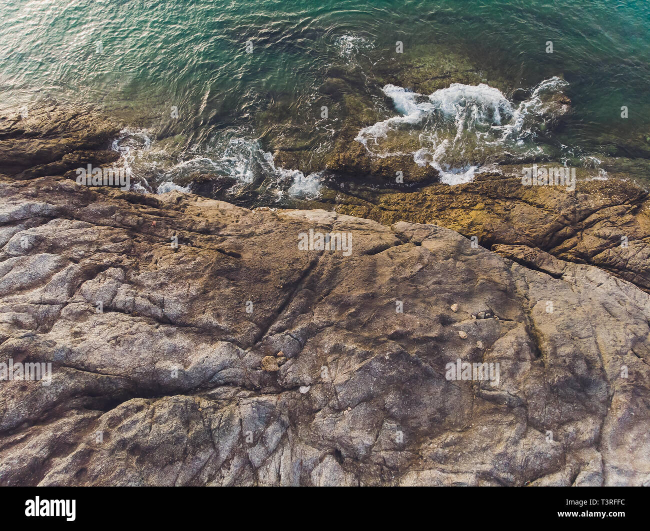 Aerial view of ocean waves and fantastic Rocky coast Stock Photo - Alamy