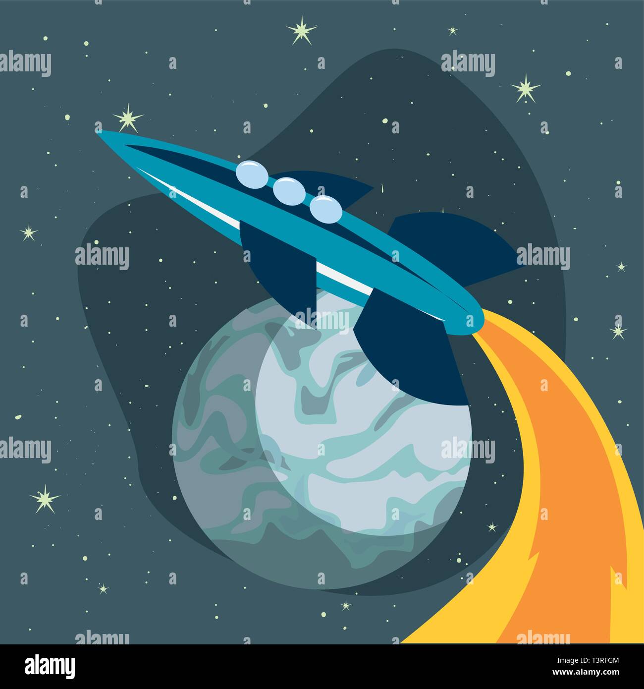 rocket spaceship planet explore galaxy vector illustration Stock Vector ...